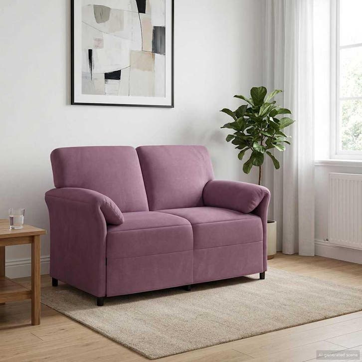 vidaXL 2-Zits Sofa Paars 138 x 83 x 95 cm Fluweel, Huis en Inrichting, Zetels | Zetels, Nieuw, Verzenden