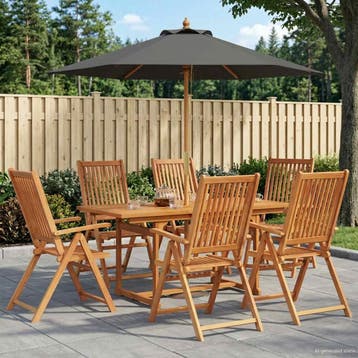 vidaXL Buiten Eetset met Parasol 8 st Anthraciet en, Verzenden