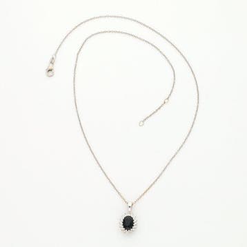 Collier - 14 carats Or blanc Diamant (Naturelle) - Saffier
