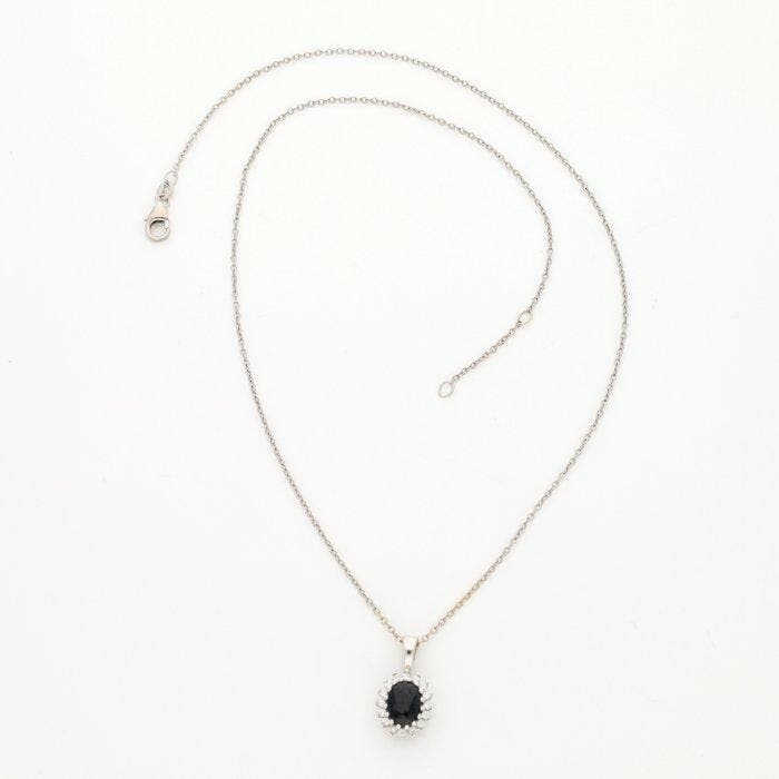 Collier - 14 carats Or blanc Diamant (Naturelle) - Saffier, Bijoux, Sacs & Beauté, Colliers