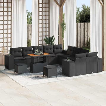 vidaXL Tuinbank Set 13 st Zwart poly rattan, Verzenden, Nieuw