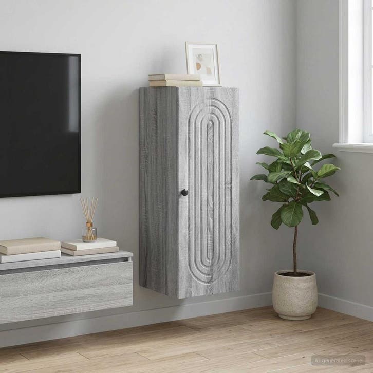 vidaXL Wandkast Grijs Sonoma 33 x 34,5 x 90 cm Bewerkt hout, Huis en Inrichting, Kasten | Overige, Nieuw, Verzenden