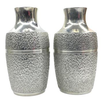 Japanse tinnen sake-set met twee chirori en vijf bekers –