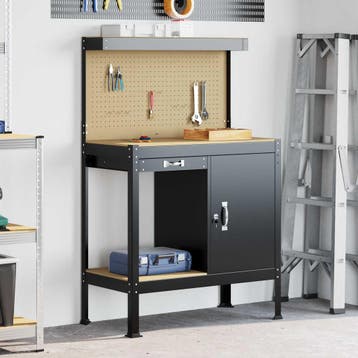 vidaXL Werkbank Zwart 90 x 49 x 141 cm Samengesteld Hout en, Verzenden