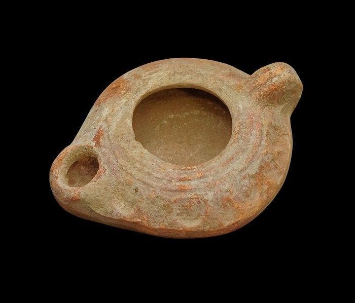 Oud-Romeins Terracotta olielamp - 85 mm (Zonder, Antiquités & Art, Antiquités | Autres Antiquités