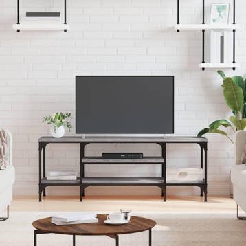 vidaXL Tv-meubel 121x35x45 cm bewerkt hout en ijzer grijs, Verzenden, Nieuw