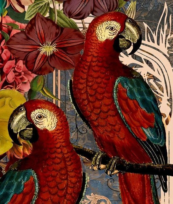 Kleury.art - The Baroque Parrots” by Kleury.art (1/5), Antiek en Kunst, Curiosa en Brocante