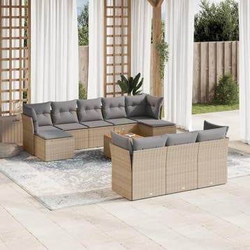 vidaXL 11-delige Loungeset met kussens poly rattan gemengd, Verzenden, Loungeset