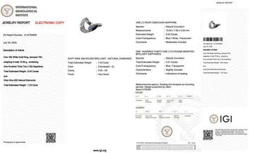 Bague - 18 carats Or blanc - 10.16ct. tw. Saphir - Saphir -