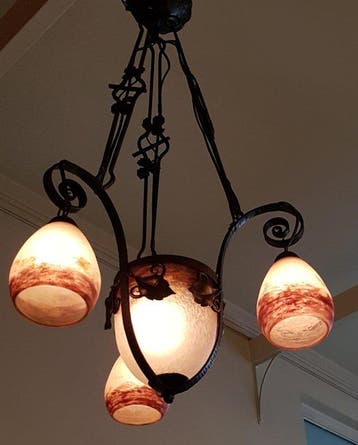 Degué - Plafondlamp - Glaspasta en smeedijzer