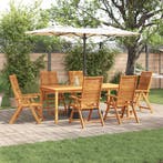 vidaXL Tuin Eettafel Set 7 pcs Bruin Massief Acacia Hout, Verzenden