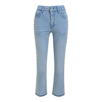 Milano Italy • lichtblauwe jeans met studs • 36, Maat 36 (S), Verzenden, Blauw, Milano Italy