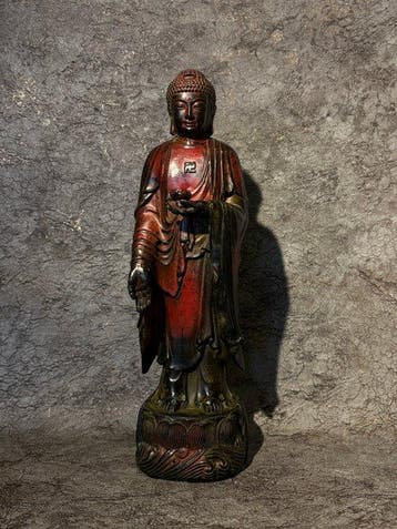Groot formaat staande Shakyamuni Boeddha - Brons - China, Antiek en Kunst