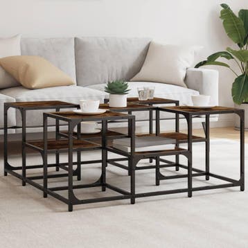 vidaXL Salontafel 91x91x40 cm bewerkt hout gerookt, Huis en Inrichting, Tafels | Salontafels, Verzenden, Nieuw