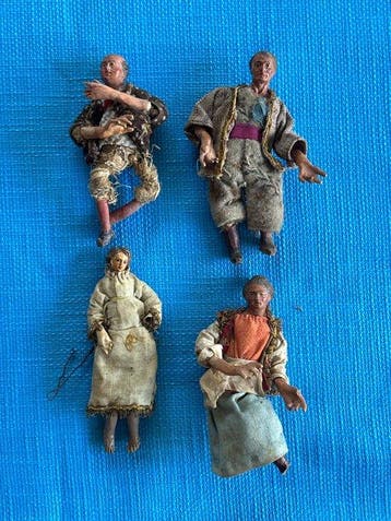 Scuola napoletana - sculptuur, Lotto 4 pastori presepiali