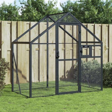 vidaXL Volière 179x100x185 m aluminium antracietkleurig, Verzenden, Nieuw