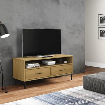vidaXL Tv-meubel met metalen poten OSLO massief grenenhout, Verzenden