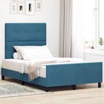 vidaXL Boxspring bed met hoofdeinde Donkerblauw 120 x 200 cm, Verzenden, Nieuw