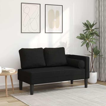 vidaXL Chaise longue met kussens stof zwart, Verzenden