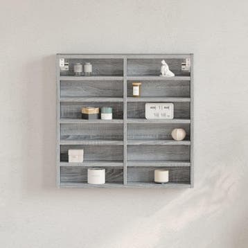 vidaXL Vitrinekast 60x8,5x58 cm bewerkt hout grijs sonoma, Verzenden, Nieuw