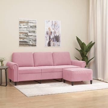 vidaXL Driezitsbank met voetenbank 180 cm fluweel roze, Huis en Inrichting, Zetels | Zetels, Verzenden, Nieuw