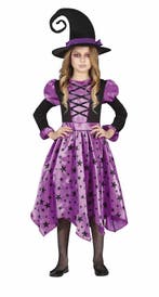 Heks Halloween Kostuum Meisje Sterren Paars, Verzenden, Nieuw
