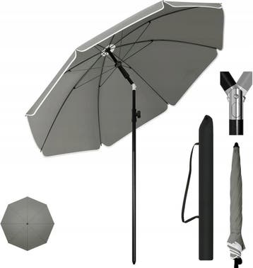 2dekans | Woltu Strandparasol Opvouwbaar - Grijs -, Ophalen of Verzenden