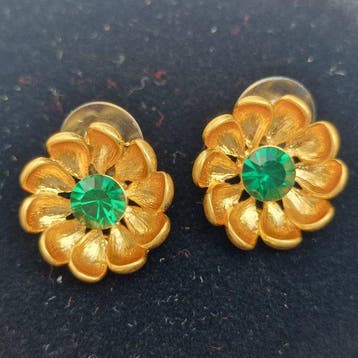 Oscar De La Renta - Plaqué or - Boucles doreilles - Fleur
