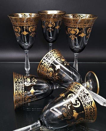Artemisia Bohemia Firmati - Verre à vin (6) - Cristal, Or