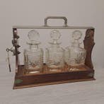Drankkast - Eik, Glas, Messing - victoriaanse tantalus