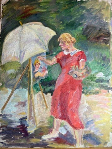 Gudrun Lorenzen (1904–1968), zugeschrieben - Selbstbildnis, Antiek en Kunst