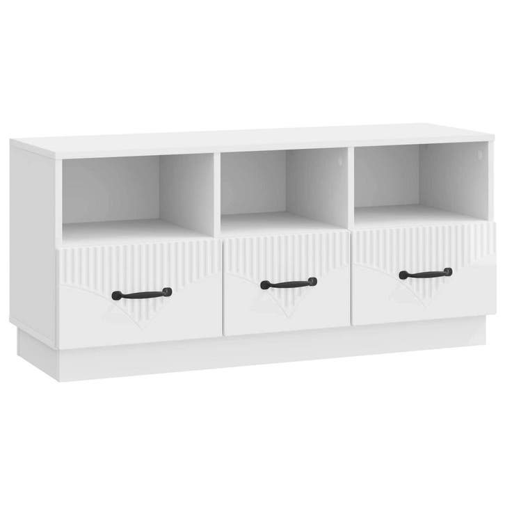 vidaXL TV Kast met lade Hoogglans Wit 102 x 34,5 x 47 cm, Huis en Inrichting, Kasten |Televisiemeubels, Nieuw, Verzenden