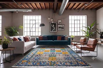 Vintage tegelontwerp - Vloerkleed - 285 cm - 210 cm - met