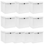 vidaXL Opbergboxen met deksel 10 st 32x32x32 cm stof wit, Verzenden