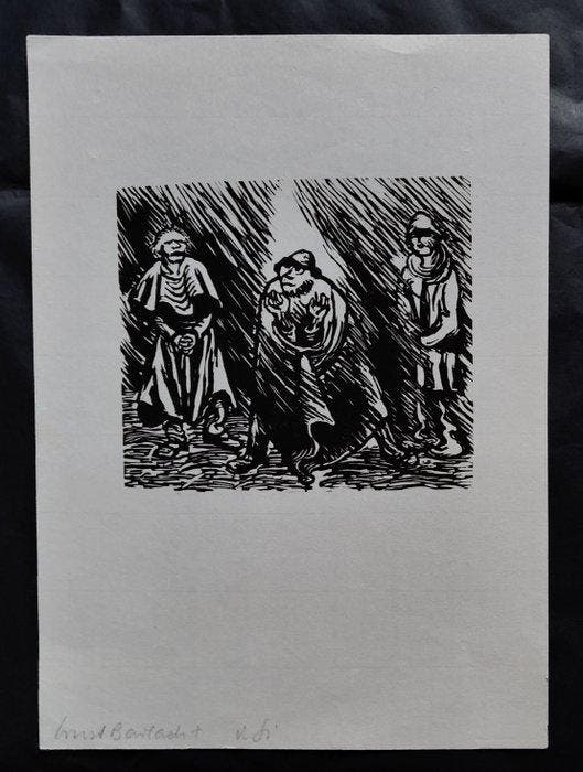 Ernst Barlach (1870-1938) - Drei Figuren, Antiquités & Art, Antiquités | Autres Antiquités