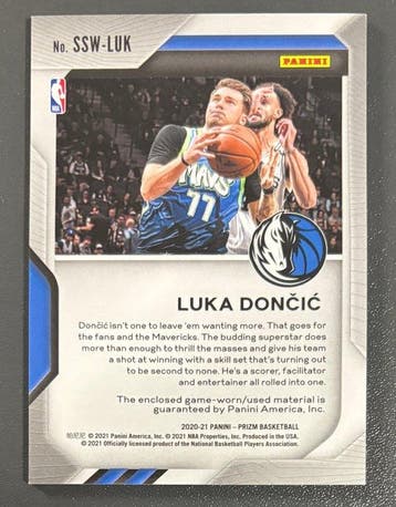 2020/21 Panini Prizm Luka Doncic Game Used Jersey, Nieuw