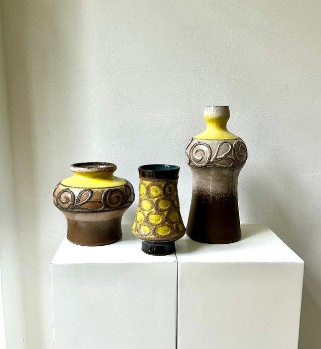 Strehla - Vase - Céramique - Trois vases en céramique, Antiquités & Art, Art | Objets design