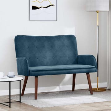 vidaXL 2-Zits Sofa Blauw 115 x 61 x 87 cm fluweel, Huis en Inrichting, Verzenden, Nieuw