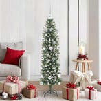 vidaXL Kunstmatige slanke kerstboom met 150 LED Groen en Wit, Diversen, Kerst, Verzenden, Nieuw