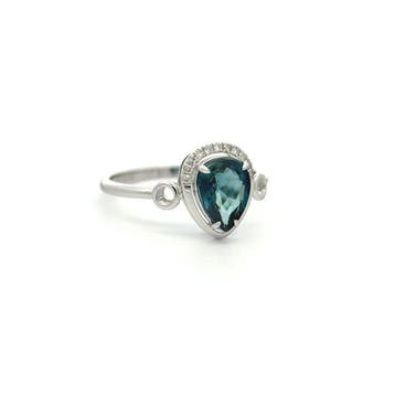 Ring - 14 karaat Witgoud - 1.46ct. tw. Saffier - Diamant, Nieuw