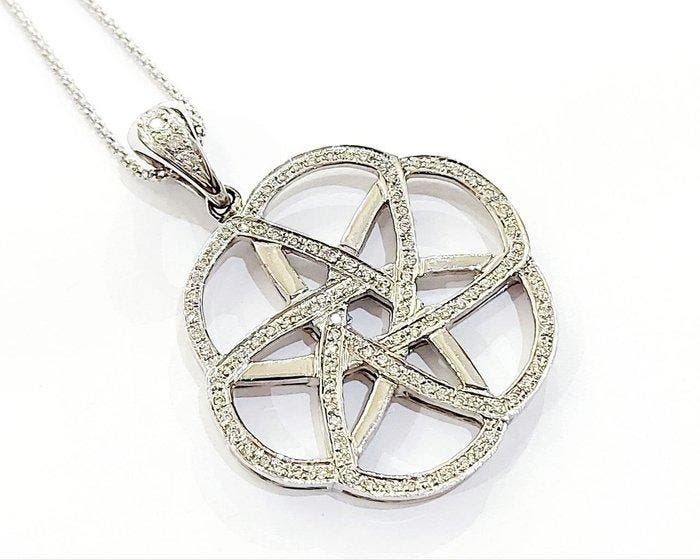 Estrò - Ketting met hanger - 18 karaat Witgoud - 1.95ct. tw., Bijoux, Sacs & Beauté, Bijoux anciens