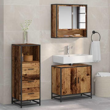 vidaXL Badkamermeubel Set 3 st Oud Hout 65 x 33 x 60 cm, Verzenden, Nieuw