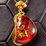 Baltische Cognac Rode Amber hanger: Natuurlijke edelsteen