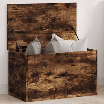 vidaXL Opbergbox 60x35x35 cm bewerkt hout gerookt, Verzenden, Nieuw