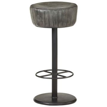 Barkruk leer grijs - 65% korting, retour deal!, Met voetsteun, Verzenden, 60 tot 90 cm, Zo goed als nieuw
