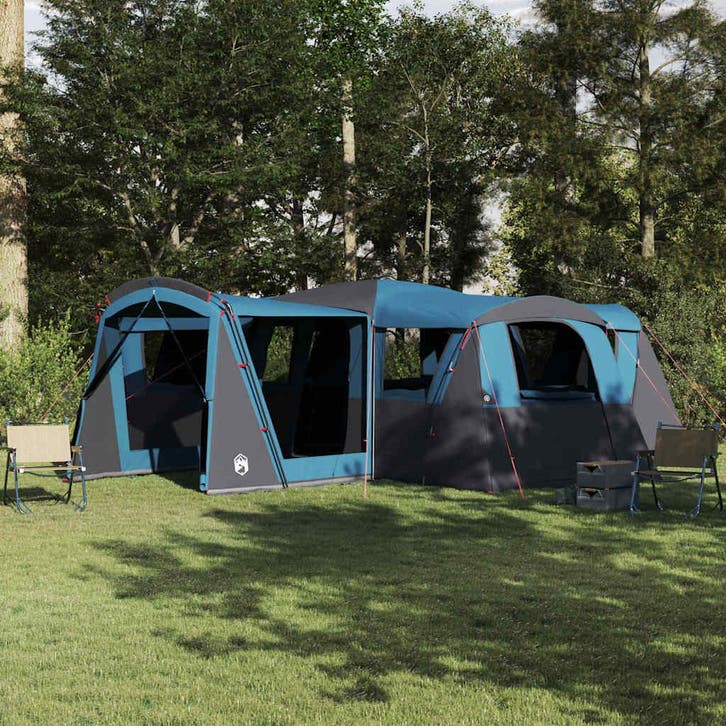 vidaXL Familietent voor 20 personen Blauw en Grijs 745 x 700, Caravans en Kamperen, Tenten, Nieuw, Verzenden