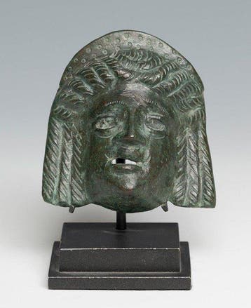 Oud-Romeins Bronze Beautiful Theater Mask - Met Spaanse, Verzamelen