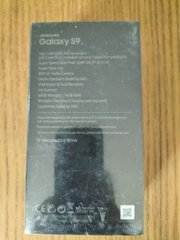 Samsung Galaxy S9 (Model: SM-G960F/DS) - Smartphone - In, Nieuw