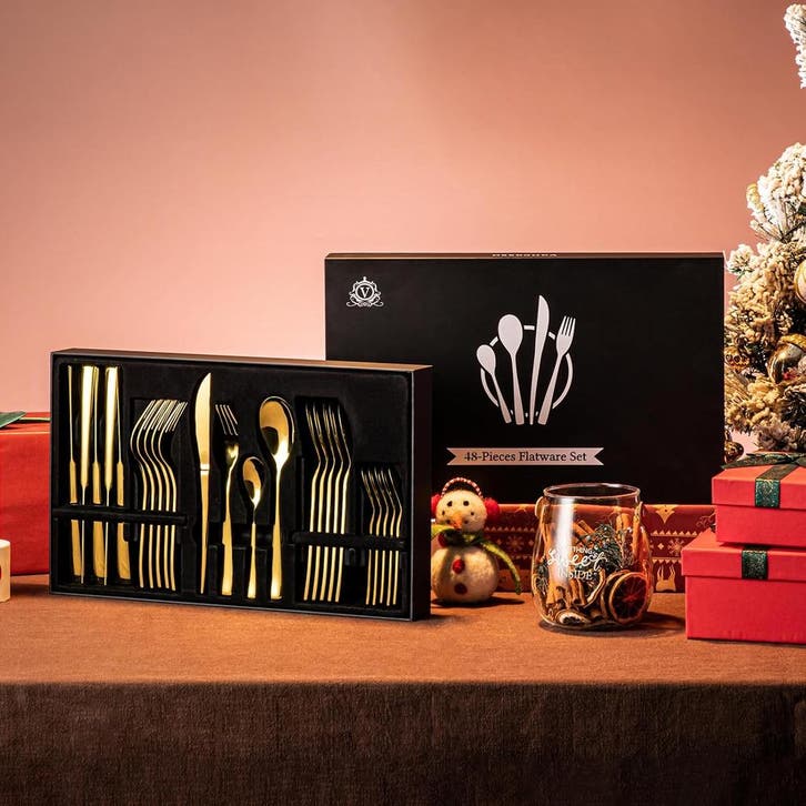 Bestekset 12 persoons - Bestek set - 48-delig - Goud - Vanca, Maison & Meubles, Cuisine | Couverts, Envoi