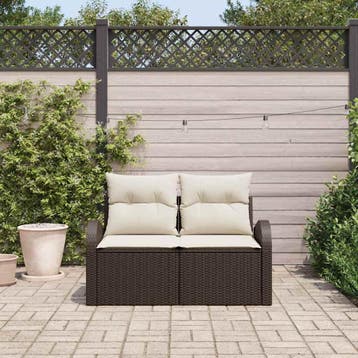 vidaXL Tuin Sofa met kussen Bruin 124 x 62 x 69cm poly, Verzenden, Nieuw